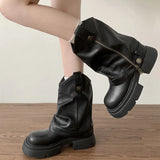 KYLETHOMASW  -  Autumn Women's Knee High Boots Western Round Toe Long Boots Women Western Shoes Chunky Heel Platform Women
