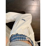 Kylethomasw American Contrast Color Patchwork Loose Wide Leg Pants Women Autumn New High Waist Lace-up Letters Embroidered Casual Pants
