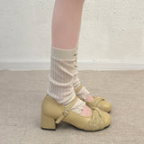 KYLETHOMASW  -  New Spring Thick Heel Women Mary Jane Shoes Concise Shallow Belt Buckle Shoes Ladies Lolita Style Elegant Dress Party Pumps