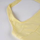 KYLETHOMASW  -  Fashion Sweet Slim Fit Solid Elegant Women Halter Dresses Summer Short Simple Causal Cake Frock Backless