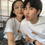 KYLETHOMASW  -  Sweet Croissant Print O-neck Cotton T-shirts Summer New Mid-length Loose Tee Shirt  Short Sleeve White Tops Women