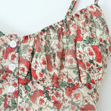 KYLETHOMASW  -  Summer Ruched Chest Flower Print Backless Sling Dress Holiday Woman Adjust Spaghetti Strap Dresses Beach Holiday Robe Vestidos