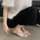KYLETHOMASW  -  String Bead High-Heeled Shoes Lady Womens Slippers Outdoor Slides Pantofle Butterfly-Knot Low Rubber Flip Flops 2025 Hawaiian PU