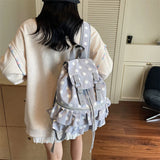KYLETHOMASW  -  Ruffles Spliced Mochilas Mujer Polka Dot Print Mochila High Capacity Bag Holiday Travel Backpack New Canvas Bags for Woman