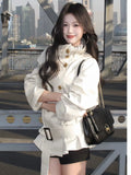 KYLETHOMASW  -  White Standing Collar Windbreaker Women's Short Style Autumn New Item Small Fashionable Temperament Spring and Autumn Coat