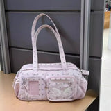 KYLETHOMASW  -  Women Ita Bags Heart Transparent Kawaii Preppy Shoulder Underarm Bag Y2k Aesthetic Star Printing Sweet Wings Purse and Handbags