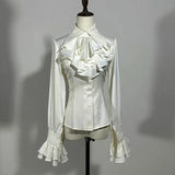 KYLETHOMASW  -  Spring Autumn Shirts&blouses Women Tops Ruffles Japanese Style Lolita Vintage Blusas Mujer Fashion Solid Elegant Camisas