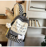 KYLETHOMASW  -  All Match High-capacity Backpack Women Students Travel Schoolbag Sweet Y2k Aesthetic Letter Print Dots Plaid Patchwork Backpacks