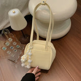 KYLETHOMASW  -  Women's Cute Mini Leather Flower Bead Charm Handbag Sweet Casual Aesthetic Daily Dating Simple Shoulder Bag New Trend
