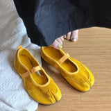 KYLETHOMASW  -  Ballet Flats Tabi Shoes for Woman Comfortable Hollow Out Elegant Red Mary Janes Shoes Ladies Elastic Band Spring Autumn Loafers