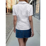 KYLETHOMASW  -  Women's Ruched Button Down Shirt Short Sleeve Tie Back Fitted Blouses