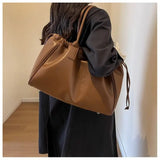 KIylethomasw Vintage Brown Tote Bag Women Retro Pu Leather Large Capacity Handbag Female Harajuku Casual Shoulder Bag Luxury Design