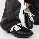 KYLETHOMASW  -  Women's Black Casual football Style Sneakers Flats Chic Shoelaces Comfy Walking Shoes Woman Trainers High Quality