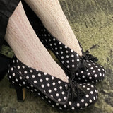 KYLETHOMASW  -  Bow Tassel Decoration Chunky Heel Women Pumps Fashion Polka Dot Elegant High Heels for Ladies Spring Party Designer Shoes