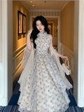 Kylethomasw 2024 New Strapless Sleeveless White Chiffon Long Dress Women French Retro Fairy Tale Princess Dress Elegant Ruffled Fluffy Dress