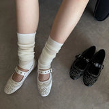 KYLETHOMASW  -  Retro Rivet Mary Jane Shoes Women Fashion Belt Buckle Round Toe Ballet Flats Comfortable Soft Sole Flat Shoes Zapatos De Mujer