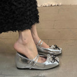KYLETHOMASW  -  Bow Color Blocking Mary Jane Shoes Square Head Soft Bottom Fashion Dress Footwears Shallow Mouth Single Casual Belt Buckle Pumps