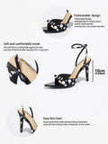 KYLETHOMASW  -  Luxury Satin Designer Ankle Strap Heeled Sandals Woman Sexy Pointed Toe Polka Dot Design High Heels Summer Elegant Bridal Shoes
