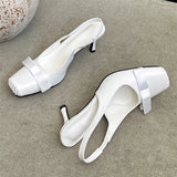 KYLETHOMASW  -  Fashion Butterfly-kont Thin Heels Square Toe Women Pumps Sandals Elegant Slingbacks Banquet Stripper Shoes