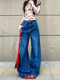 KYLETHOMASW  -  Y2K Spicy Girl Jeans Women Retro High Waisted Wide Leg Loose Slimming Straight Leg Floor Length Casual Drape Trousers