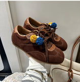 KYLETHOMASW  -  Retro Sporty Thick Bottom Breathable Heightening Shoes Vintage Dequn Round Toe Low Heel Comfortable All Season Women's Shoe