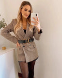 KYLETHOMASW  -  England Double Breasted Casual Blazer Mujer Women Blazers Ins Fashion Blogger Retro Plaid Blazer WomenAnd Jackets