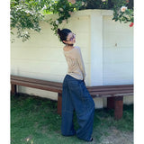 KYLETHOMASW  -  Women Autumn Y2k Baggy Stripe Jeans Harajuku Vintage Denim Trouser Japanese 2000s Style Oversize Boyfriend Cargo Jeans Pants