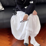 KYLETHOMASW  -  Lace Patchwork Women Skirts A-line Solid Spring Summer Sweet Faldas Mujer Korean Fashion Vintage Chic Long Skirt