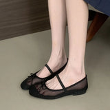 KYLETHOMASW  -  Female Mesh Breathable Ladies Mary Janes Flats Shoes 2025 New Fashion Butterfly-Knot Footwear Women Ballet Flats Dance Shoes