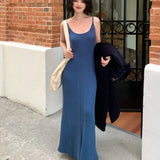 KYLETHOMASW  -  Vestidos Mujer Solid Knitted Spring Summer Sleeveless Sexy Women Dresses Elegant Vintage Slim Fashion Long Dress