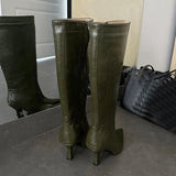 KYLETHOMASW  -  Sexy Pointy Toe Knee High Boots Women High Quality Leather High Heel Winter Boots for Women Side Zipper Designer Luxury Shoes