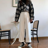 KYLETHOMASW  -  High Waist Straight Leg White Jeans Women's Loose Drapey Wide Leg Pants Spring New Style Slimming Effect Casual Denim