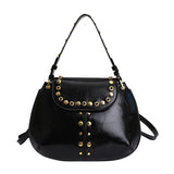 KYLETHOMASW  -  Women's Silver Leather Rivet Decor Shoulder Bag Fashion Personalized Aesthetic Daily Street Crossbody Bags Small Handbags