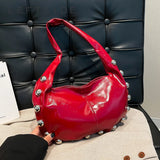 KYLETHOMASW  -  Punk Style Rivets Design Small PU Leather Shoulder Bags for Women Y2K Fashion Luxury Underarm Bag Female Handbags