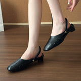 KYLETHOMASW  -  Hollow Women's Sandals Heels Slippers Beach Mules Shoes 2025 Summer Trend Chunky Leather Shoes Casual Flip Flops Mujer Slides