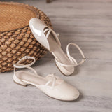 KYLETHOMASW  -  cover toe cross band gladiator sandals women japanned leather ankle strap sandalias mujer low heel summer shoes for woman