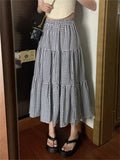 KYLETHOMASW  -    A-Line Women Skirts Summer Plaid Chic Loose Sweet High Waist Slim New Casual  Office Lady All Match Daily