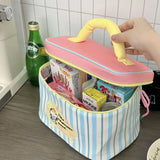 KYLETHOMASW  -  Portable Multi Functional Cute Makeup Bag Large Capacity Cartoon Puppy Handheld Cosmetic Case Zipper Square Lunch Bag Girls