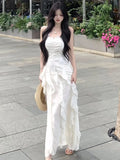KYLETHOMASW  -  Korean Sweet Fairycore Long Dresses for Women Elegant Spaghetti Strap Ruffles Princess Party Dress Summer Slim Waist Vestidos