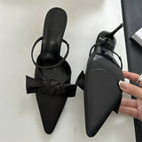 KYLETHOMASW  -  Design Style Butterfly-knot Thin High Heels Women Pumps Fashion Pointed Toe Banquet Wedding Female Shoes