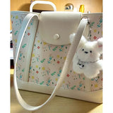 KYLETHOMASW  -  Fashionable Floral White Tota Bag Handbag Women Korean Style Casual Shoulder Bags Ladies Sweet Cute Underarm Bag Y2k