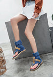 KYLETHOMASW  -  Blue  Shoes Buckle Gladiator Sandals Women Summer Jeans Boots booties sandalias Size 43