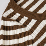 KYLETHOMASW  -  Sweet Slim Casual U Neck Long Sleeve Striped Contrast Color Pullover Knitted Pullovers