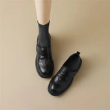 KYLETHOMASW  -  New Spring Autumn Women Pumps 2025 Fashion Round Toe Chunky Heels Loafers Casual Elegant Leather Slip On Women Mid Heels Shoes