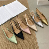 KYLETHOMASW  -  Fashion Low Heel Footwear Shallow Women Heeled Sandals Shoes Casual Female Pointed Toe Ladies Sandals Slip On Shoes Pumps