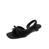 KYLETHOMASW  -  Bow Women Elegant Sandals Flats Shoes Fashion Beach Slippers New Casual Walking Flip Flops Dress Trend Mujer Sandalias