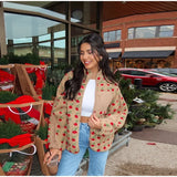 KYLETHOMASW  -  Casual Lamb's Wool Patchwork Women Coat Print 3d Flower Pocket Long Sleeve Zippers Female Jacket 2025 Autumn Winter Lady Outwear