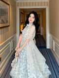 Kylethomasw 2024 New Strapless Sleeveless White Chiffon Long Dress Women French Retro Fairy Tale Princess Dress Elegant Ruffled Fluffy Dress