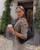 KYLETHOMASW  -  England Double Breasted Casual Blazer Mujer Women Blazers Ins Fashion Blogger Retro Plaid Blazer WomenAnd Jackets