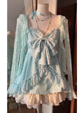 KYLETHOMASW  -  Summer Floral Lace Vintage Fairy 3 Piece Sets Woman Sweet Sleeveless High Waist Elegant skirt Suit Female Korean Fashion